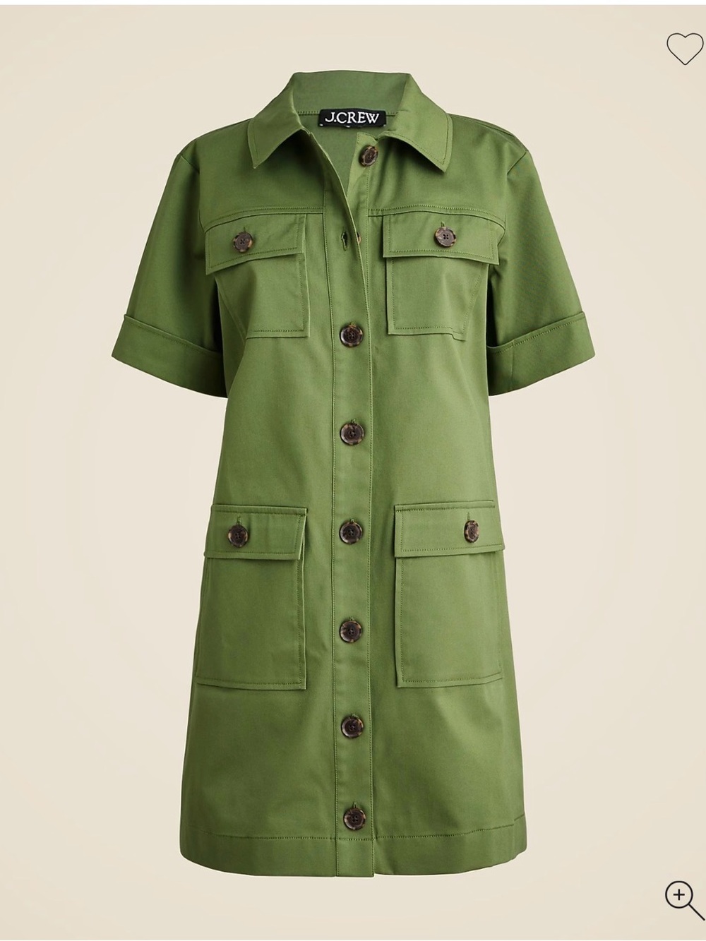 J. Crew Gamine Shirtdress in stretch twill. Size 12. Loden green color